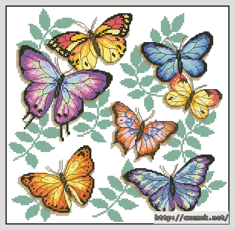 Скачать схемы вышивки нитками / крестом  - Butterfly profusion, автор 