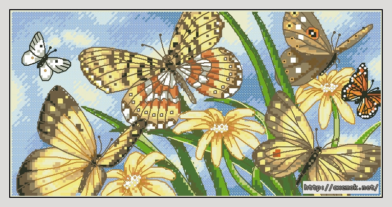 Скачать схемы вышивки нитками / крестом  - Butterfly vignette, автор 