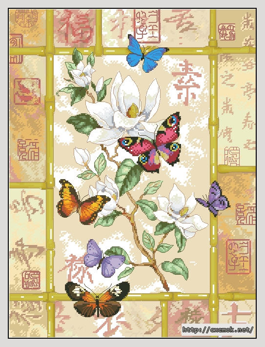 Скачать схемы вышивки нитками / крестом  - Brilliant butterfly celebration, автор 