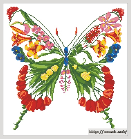 Скачать схемы вышивки нитками / крестом  - Цветочная бабочка, автор 