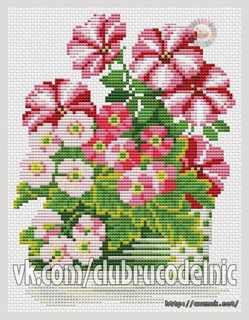 Download embroidery patterns by cross-stitch  - Петунии и примулы