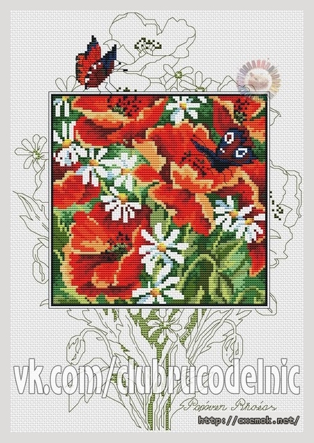 Download embroidery patterns by cross-stitch  - Маки и бабочки