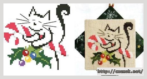 Скачать схемы вышивки нитками / крестом  - Рождественнский котик