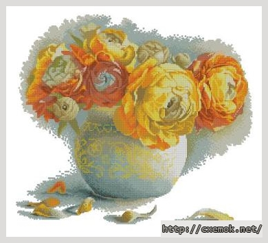 Download embroidery patterns by cross-stitch  - Букет ранункулюсов, author 