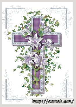 Скачать схемы вышивки нитками / крестом  - Крест фиолетовый