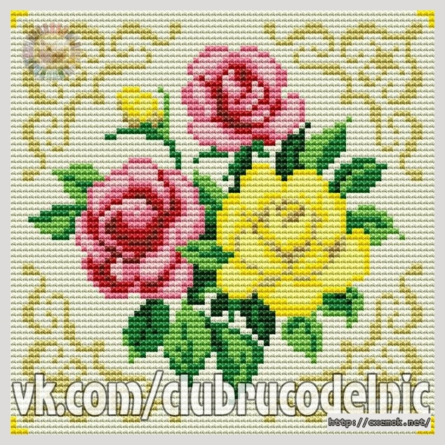 Download embroidery patterns by cross-stitch  - Красно-желтая роза