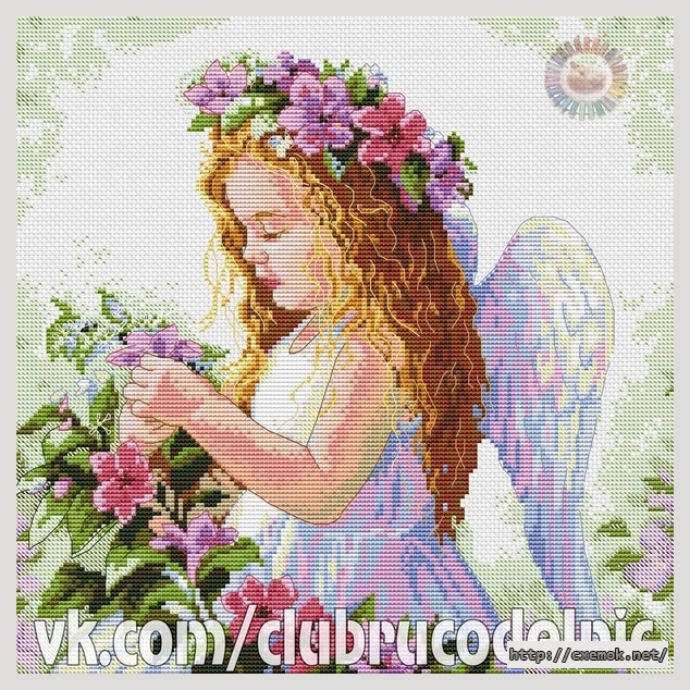 Download embroidery patterns by cross-stitch  - Ангел цветок страсти