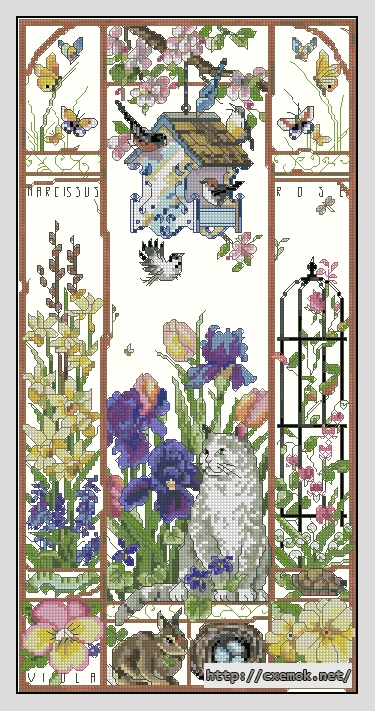 Download embroidery patterns by cross-stitch  - Spring cat sampler, author 