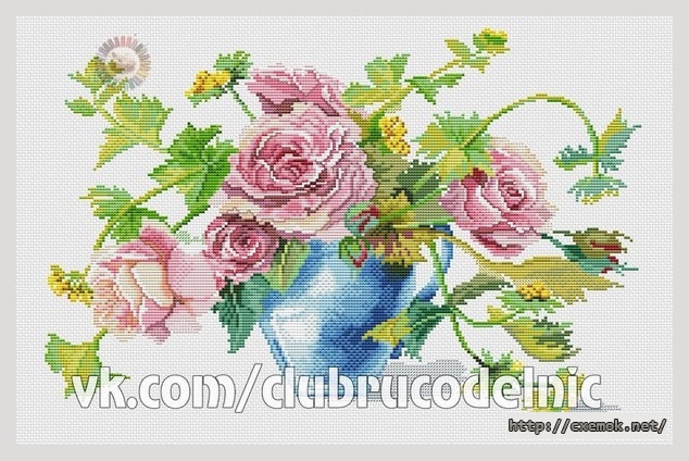 Download embroidery patterns by cross-stitch  - Розы в вазе