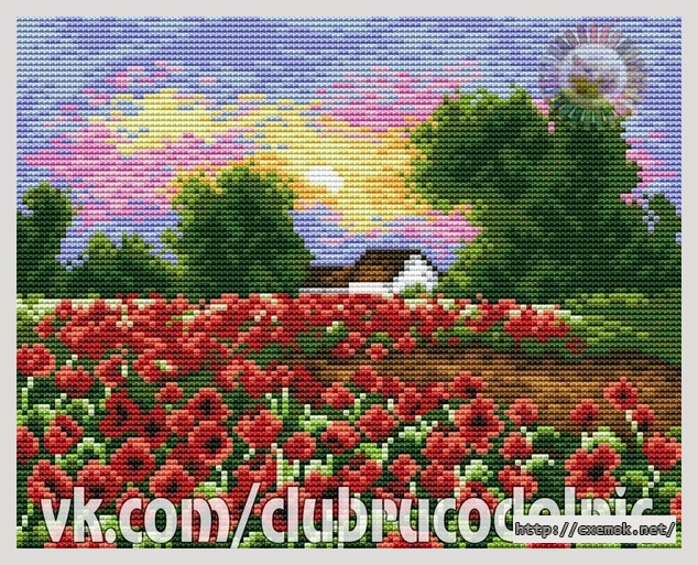 Download embroidery patterns by cross-stitch  - Маковое поле