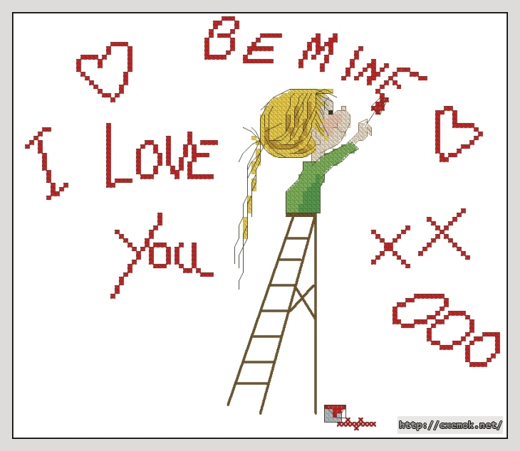 Download embroidery patterns by cross-stitch  - I love you be mine, author 