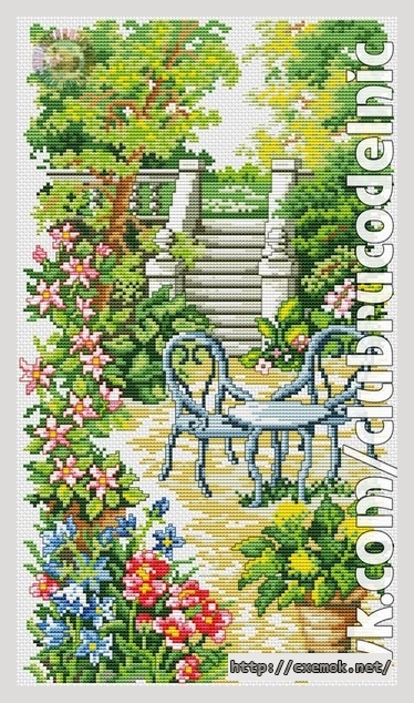 Download embroidery patterns by cross-stitch  - Шаги в саду
