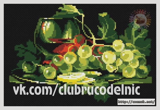 Скачать схемы вышивки нитками / крестом  - Натюрморт с виноградом
