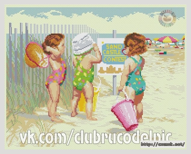 Завантажити схеми вишивки нитками / хрестом  - Младенцы на пляж