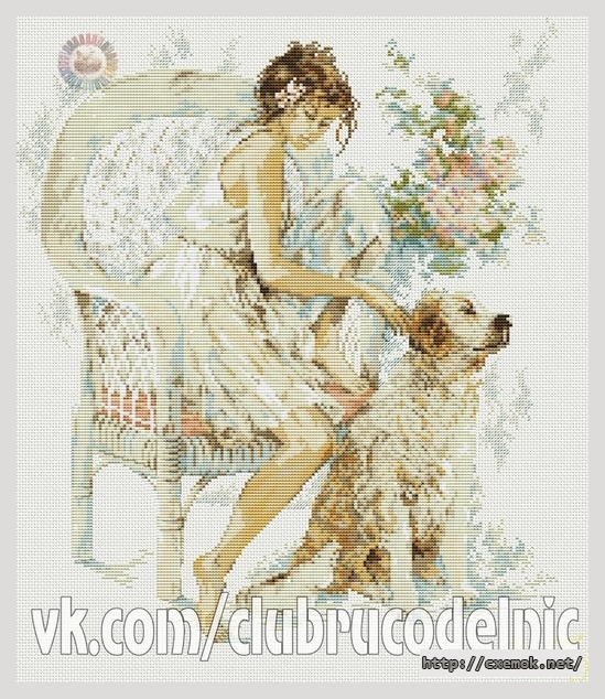 Скачать схемы вышивки нитками / крестом  - Девушка с собакой