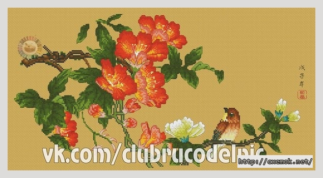 Download embroidery patterns by cross-stitch  - Птицы на ветке, author 