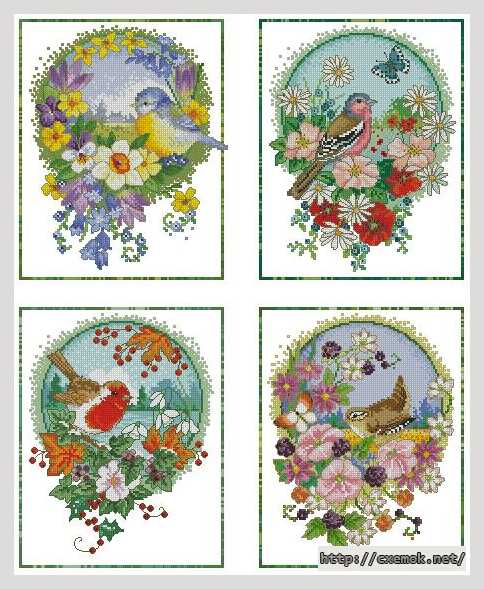 Download embroidery patterns by cross-stitch  - Времена года