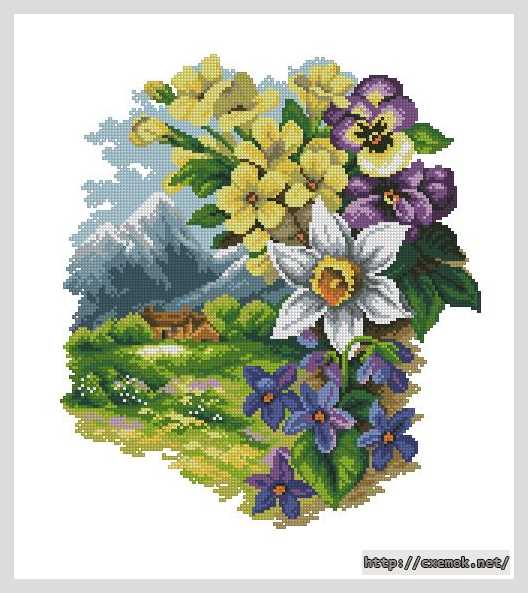 Download embroidery patterns by cross-stitch  - Весна