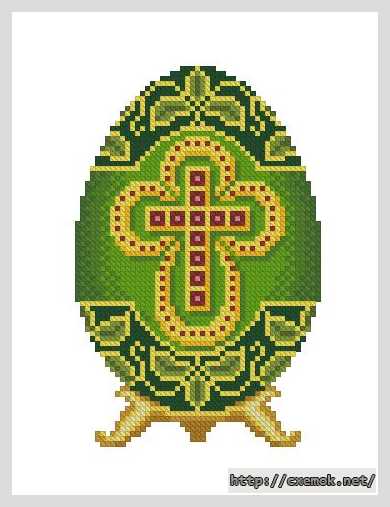 Download embroidery patterns by cross-stitch  - Рубиновый крест на зелёном