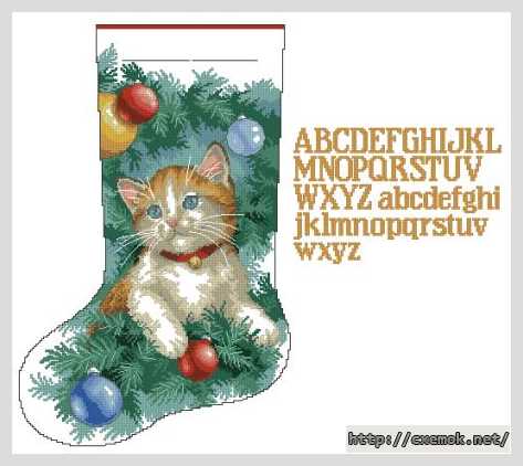 Download embroidery patterns by cross-stitch  - Сапожок с котенком
