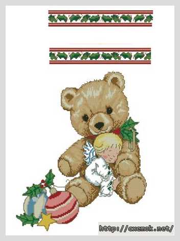 Download embroidery patterns by cross-stitch  - Сапожок ангел с мишкой