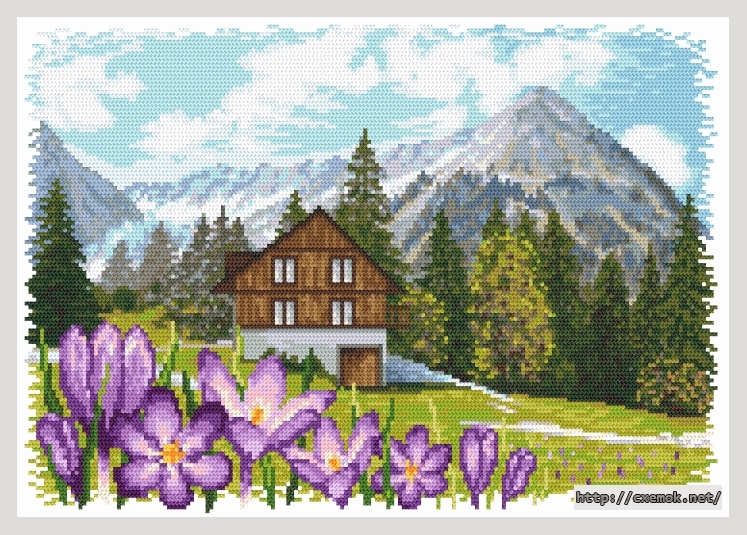 Download embroidery patterns by cross-stitch  - Krokusy w alpach