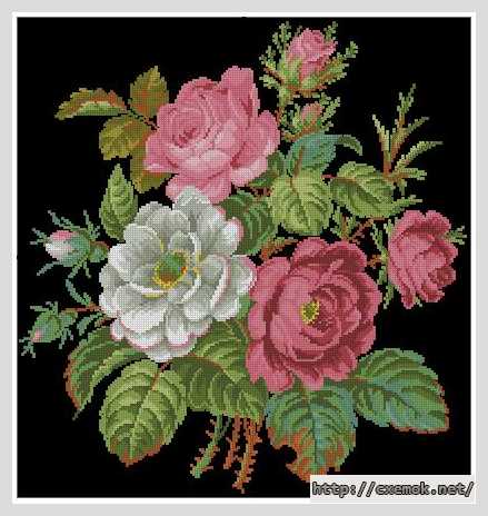 Download embroidery patterns by cross-stitch  - Роза и камелии