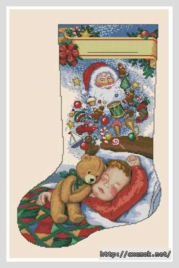 Download embroidery patterns by cross-stitch  - Рождественский сапожок мечты о рождестве
