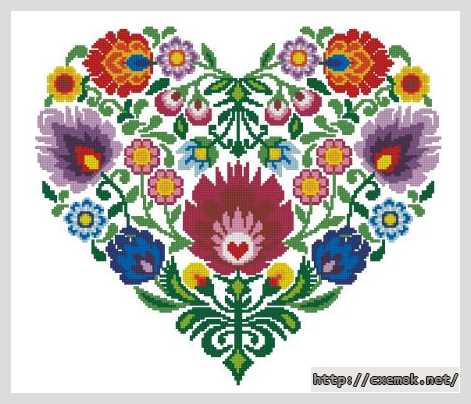 Download embroidery patterns by cross-stitch  - Квіткове серце