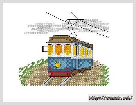 Download embroidery patterns by cross-stitch  - Трамвай