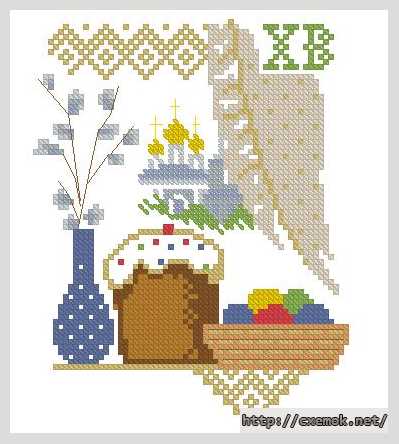 Download embroidery patterns by cross-stitch  - Рушник «пасхальное утро»