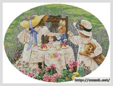 Download embroidery patterns by cross-stitch  - Послеполудненный чай