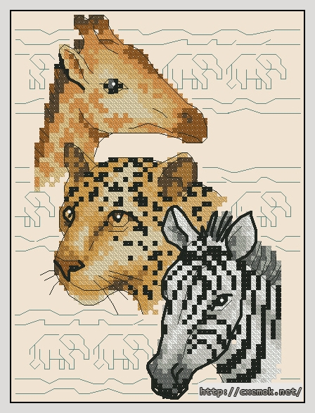 Download embroidery patterns by cross-stitch  - Wildlife trio, author 