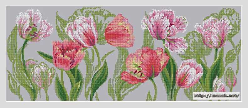 Download embroidery patterns by cross-stitch  - Весенние тюльпаны