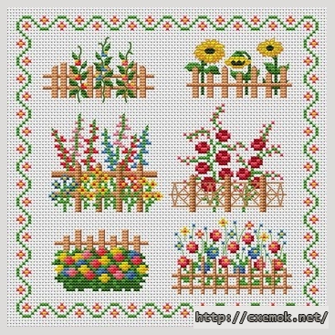 Download embroidery patterns by cross-stitch  - Barrieres fleuries, author 