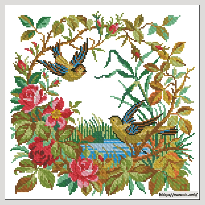 Download embroidery patterns by cross-stitch  - Старинная подушка