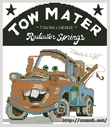 Download embroidery patterns by cross-stitch  - Tow mater, author 