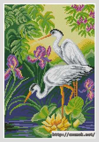 Download embroidery patterns by cross-stitch  - Цапли
