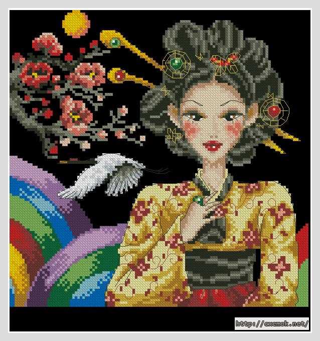 Download embroidery patterns by cross-stitch  - Кореянка