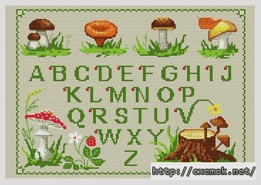 Download embroidery patterns by cross-stitch  - Champignons et lettres, author 