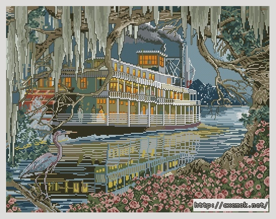 Download embroidery patterns by cross-stitch  - Night on the river, author 