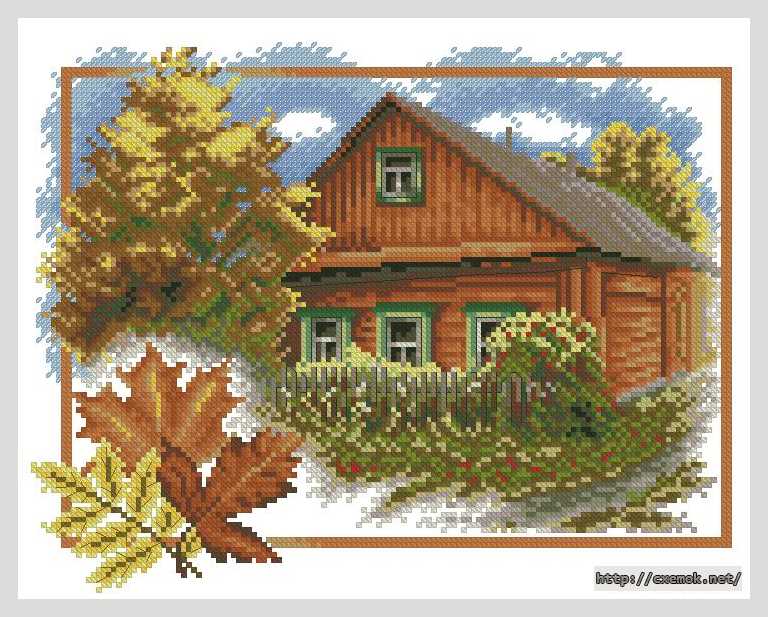 Download embroidery patterns by cross-stitch  - Дом осенью