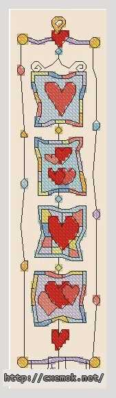Download embroidery patterns by cross-stitch  - Закладка «сердце арлекина»