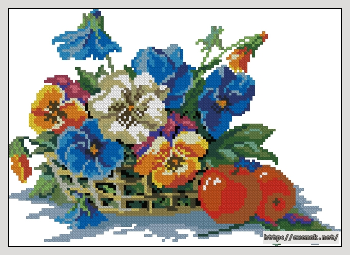 Download embroidery patterns by cross-stitch  - Цветы с яблоками, author 