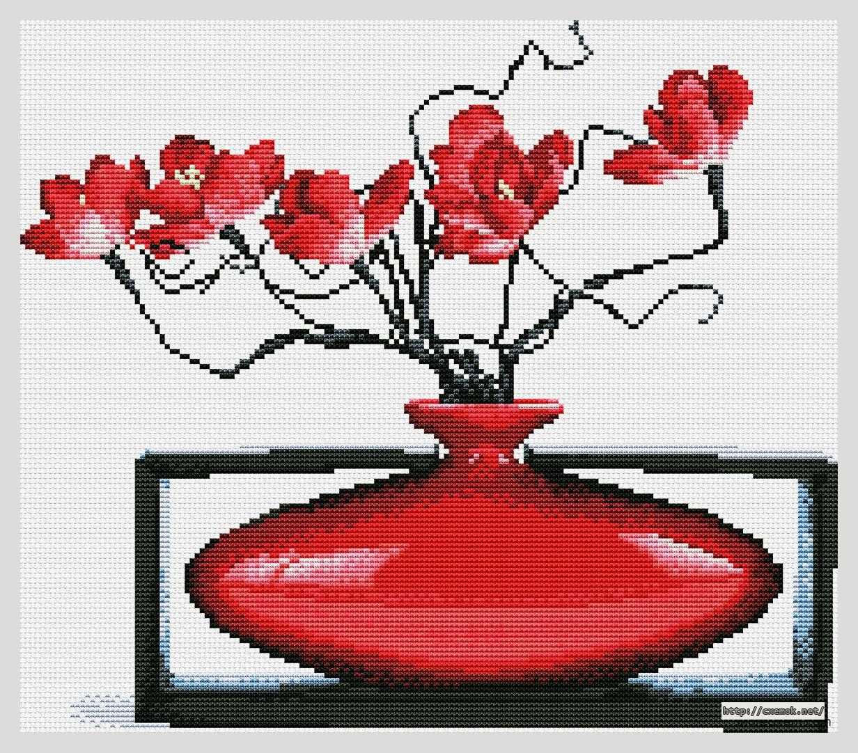 Download embroidery patterns by cross-stitch  - Красная ваза