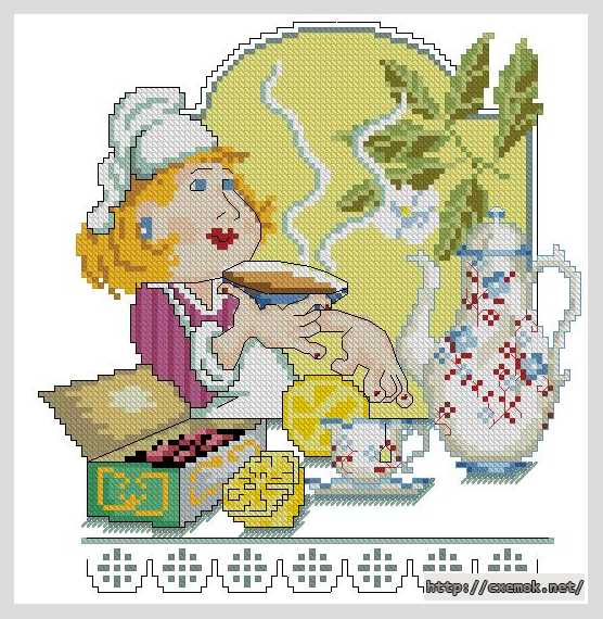Download embroidery patterns by cross-stitch  - Чай с лимоном
