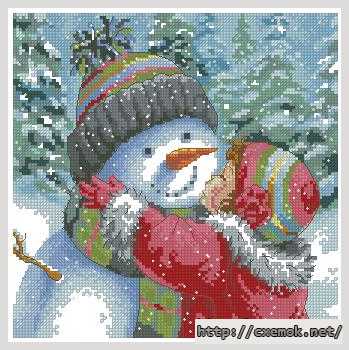 Завантажити схеми вишивки нитками / хрестом  - Поцелуй для снеговика