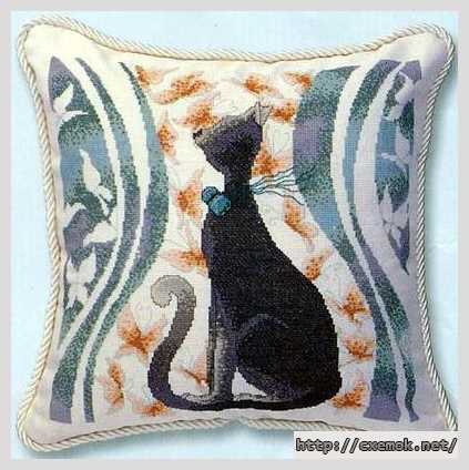 Download embroidery patterns by cross-stitch  - Черная кошка с бабочками