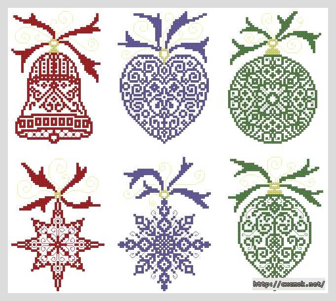 Download embroidery patterns by cross-stitch  - Ёлочные игрушки