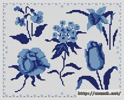 Download embroidery patterns by cross-stitch  - Boutures bleues, author 